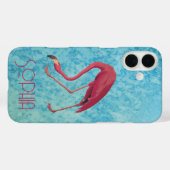 Audubon Roze Flamingo op Blauwe Waterverf Case-Mate iPhone Case (Achterkant (horizontaal))