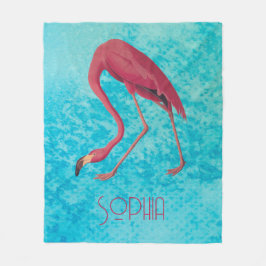 Audubon Roze Flamingo op Blauwe Waterverf Fleece Deken