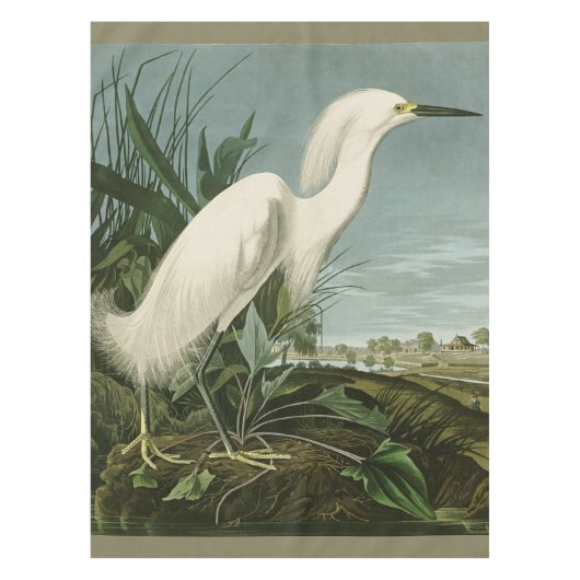 Audubon Sneeuwreiger Witte Reiger Vogel Vogels kij Tafelkleed (Voorkant)