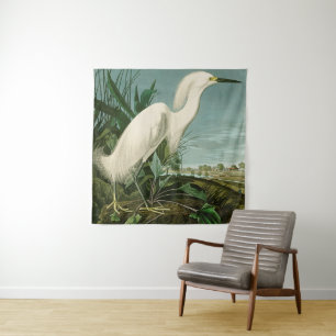 Audubon Sneeuwreiger Witte Reiger Vogel Vogels kij Wandkleed