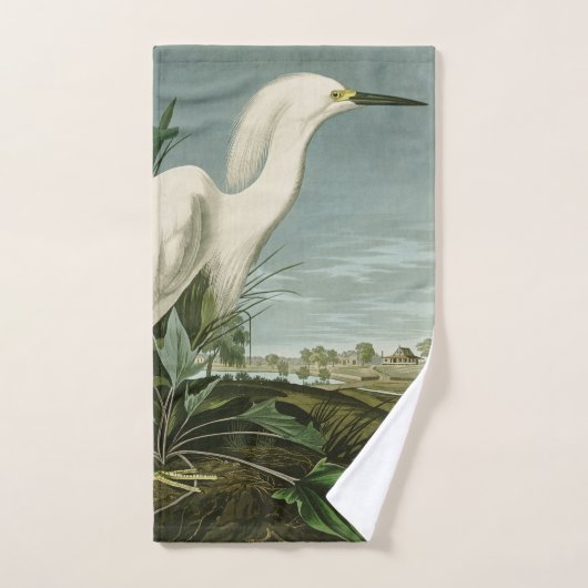 Audubon Snowy Heron White Gret Vogel Vogel Bad Handdoek (Handdoek)