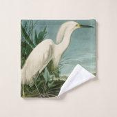Audubon Snowy Heron White Gret Vogel Vogel Bad Handdoek (Wasdoekje)