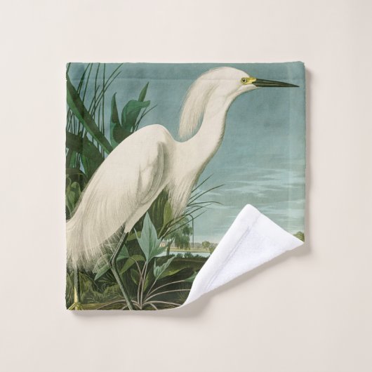 Audubon Snowy Heron White Gret Vogel Vogel Bad Handdoek (Wasdoekje)