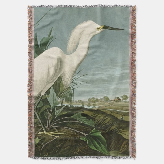 Audubon Snowy Heron White Gret Vogel Vogel Deken (Voorkant Verticaal)