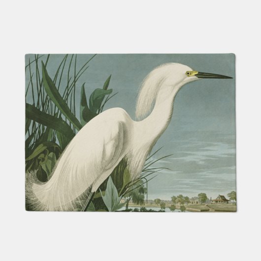 Audubon Snowy Heron White Gret Vogel Vogel Deurmat (Voorkant)