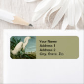 Audubon Snowy Heron White Gret Vogel Vogel Etiket (Insitu)