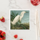 Audubon Snowy Heron White Gret Vogel Vogel Servet (Insitu)