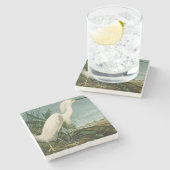 Audubon Snowy Heron White Gret Vogel Vogel Stenen Onderzetter (Zijkant)