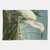 Audubon Snowy Heron White Gret Vogel Vogel Theedoek (Horizontaal)