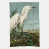 Audubon Snowy Heron White Gret Vogel Vogel Theedoek (Verticaal)