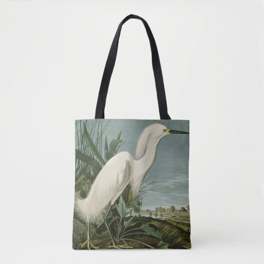 Audubon Snowy Heron White Gret Vogel Vogel Tote Bag (Voorkant)
