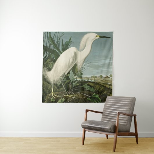 Audubon Snowy Heron White Gret Vogel Vogel Wandkleed (In situ)