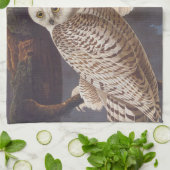 Audubon Snowy White Ownership on a Dark Cloudy Nig Theedoek (Gevouwen)