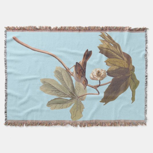 Audubon Swamp Sparrow Bird op Wild Mandrake Deken (Voorkant)