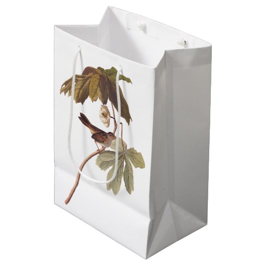 Audubon Swamp Sparrow Bird op Wild Mandrake Medium Cadeauzakje (Voorkant Gekanteld)