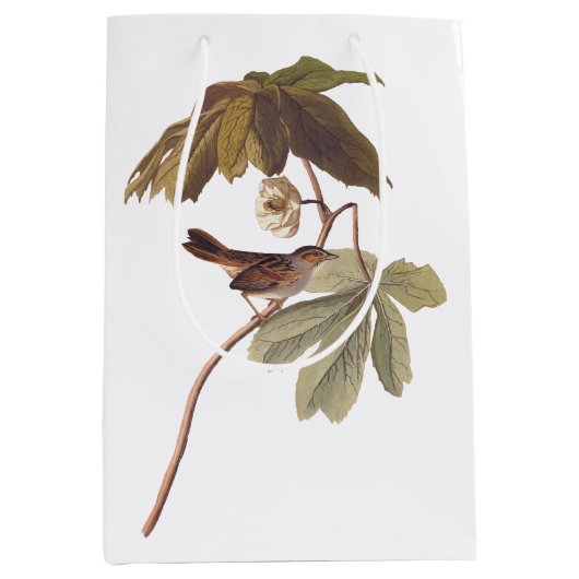 Audubon Swamp Sparrow Bird op Wild Mandrake Medium Cadeauzakje (Voorkant)