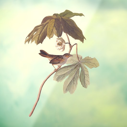 Audubon Swamp Sparrow Bird op Wild Mandrake Raamsticker (Vel 3)