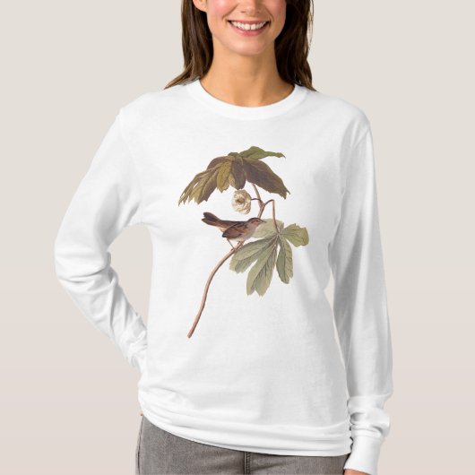 Audubon Swamp Sparrow Bird op Wild Mandrake T-shirt (Voorkant)