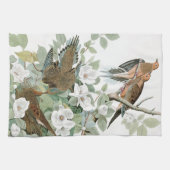 Audubon Turtle Dove Birds Flowers Kitchen Towel Theedoek (Horizontaal)