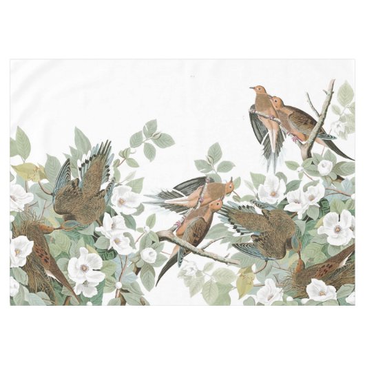 Audubon Turtle Dove Birds Flowers Tablecloth Tafelkleed (Voorkant (Horizontaal))