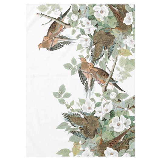 Audubon Turtle Dove Birds Flowers Tablecloth Tafelkleed (Voorkant)