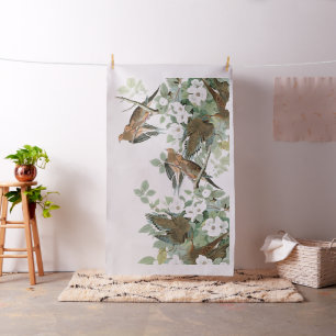 Audubon Turtle Dove Birds Wildlife Floral Fabric Stof