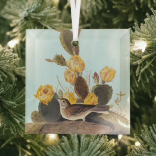 Audubon Vesper Sparrow en Prickly Pear Cactus Glas Ornament
