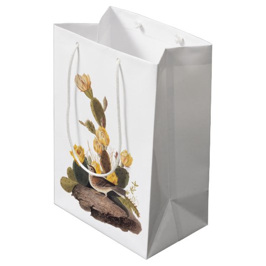 Audubon Vesper Sparrow en Prickly Pear Cactus Medium Cadeauzakje (Achterkant Gekanteld)