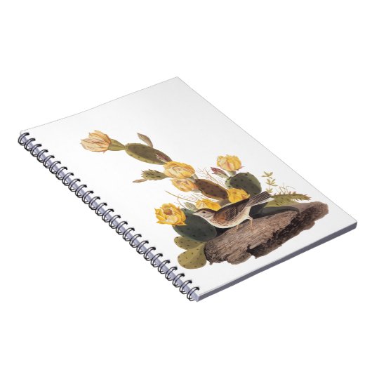 Audubon Vesper Sparrow en Prickly Pear Cactus Notitieboek (Rechterzijde)