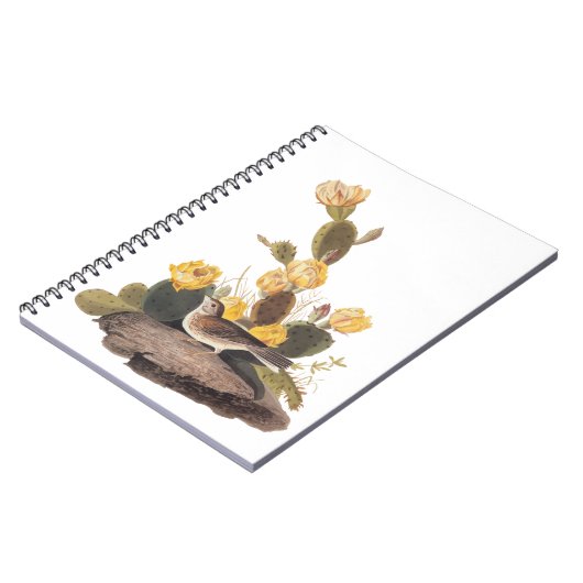 Audubon Vesper Sparrow en Prickly Pear Cactus Notitieboek (Linkerzijde)