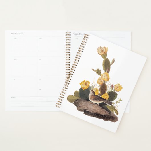 Audubon Vesper Sparrow en Prickly Pear Cactus Planner (Display)