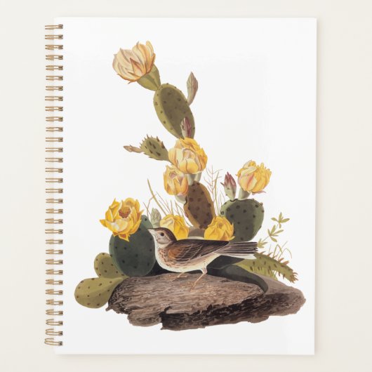 Audubon Vesper Sparrow en Prickly Pear Cactus Planner (Voorkant)