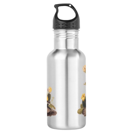 Audubon Vesper Sparrow en Prickly Pear Cactus Waterfles (Achterkant)