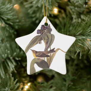 Audubon Vigor's Vireo met Paarse bloem Keramisch Ornament