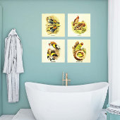 Audubon Vogelgalerij Muurkunst Set van 4 Canvas Afdruk