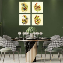 Audubon Vogelgalerij Muurkunst Set van 4 Canvas Afdruk