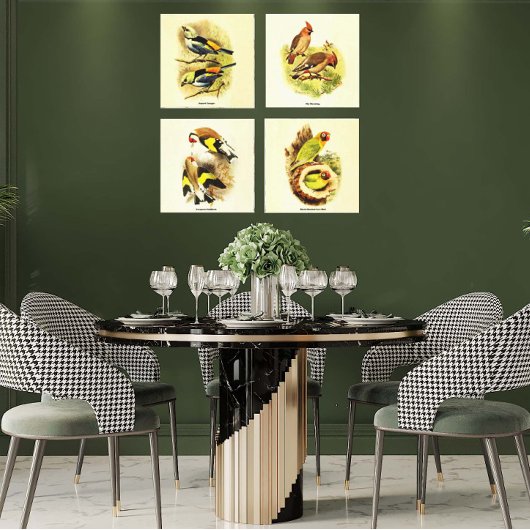 Audubon Vogelgalerij Muurkunst Set van 4 Canvas Afdruk