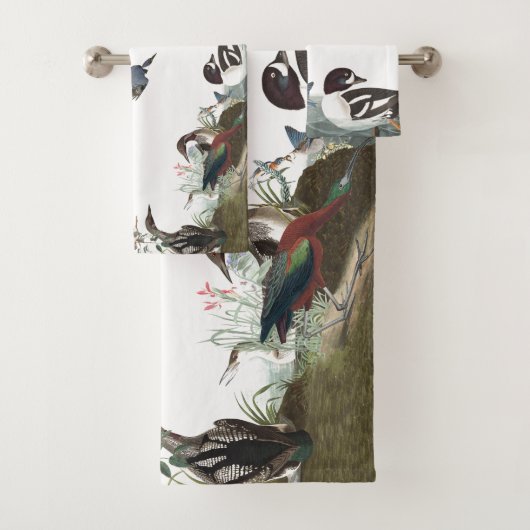 Audubon Wetland Birds Loon Ibis Bath Towel Set Bad Handdoek (Insitu)