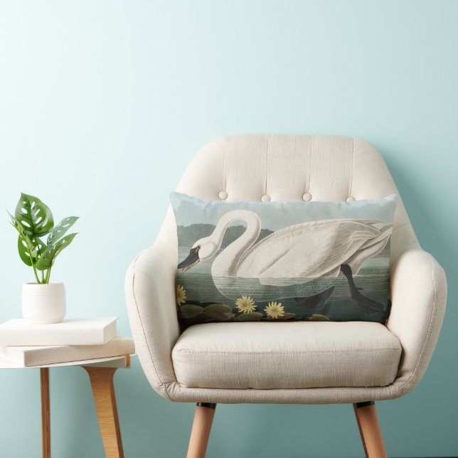 Audubon White Swan Watervogels schilderij Kussen (Stoel)