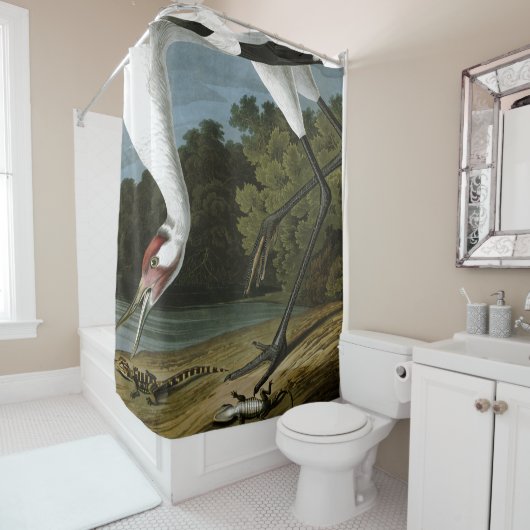 Audubon Whooping Crane Bird Shower Curtain Douchegordijn (In situ)