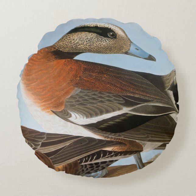 Audubon: Wigeon Rond Kussen (Voorkant)