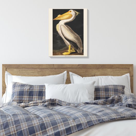 Audubon Witte Pelikaan Vogel Amerika Canvas Afdruk (Insitu (Slaapkamer))