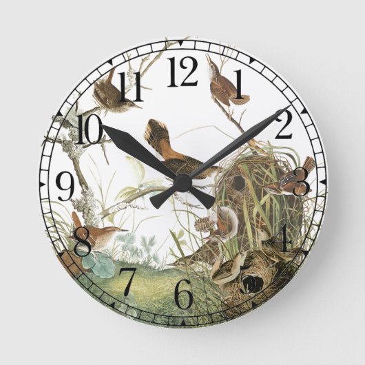 Audubon Wren Birds Animals Wildlife Wall Clock Ronde Klok (Voorkant)