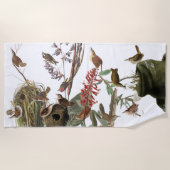 Audubon Wren Birds Nests Flowers Beach Towel Strandlaken (Voorkant)
