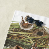 Audubon Wren Birds Nests Flowers Beach Towel Strandlaken (In situ)