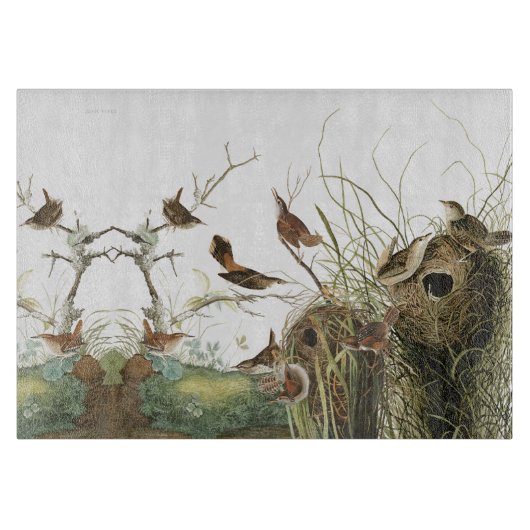 Audubon Wren Birds Nests Wildlife Cutting Board Snijplank (Voorkant)