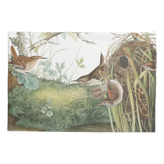 Audubon Wren Birds Wildlife Nest Pillowcase Kussensloop (Achterkant)