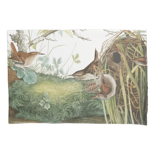 Audubon Wren Birds Wildlife Nest Pillowcase Kussensloop (Voorkant)