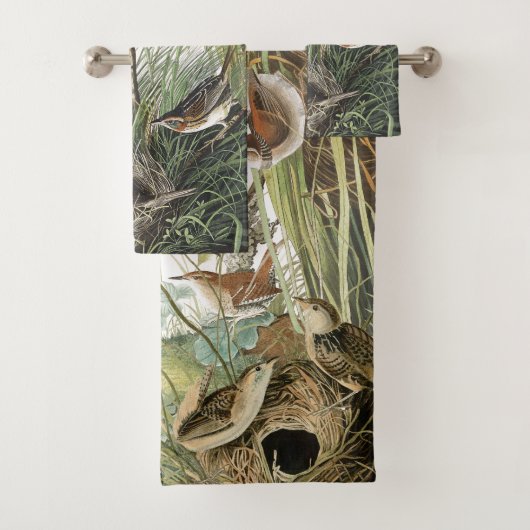 Audubon Wren & Finch Birds Wildlife Bath Towel Set Bad Handdoek (Insitu)