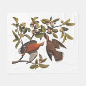 Audubon Zenaida Duif met bloemen Fleece Deken (Voorkant (Horizontaal))